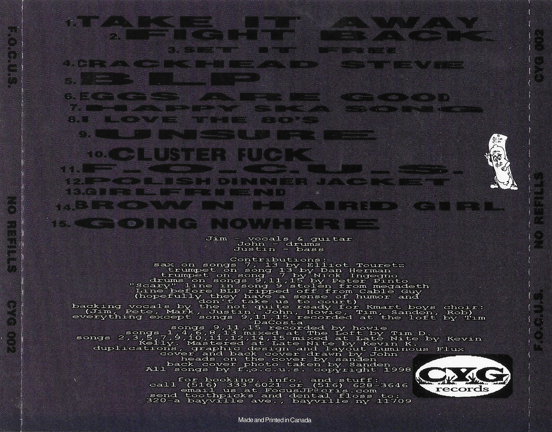 1998 - No Refills tray card